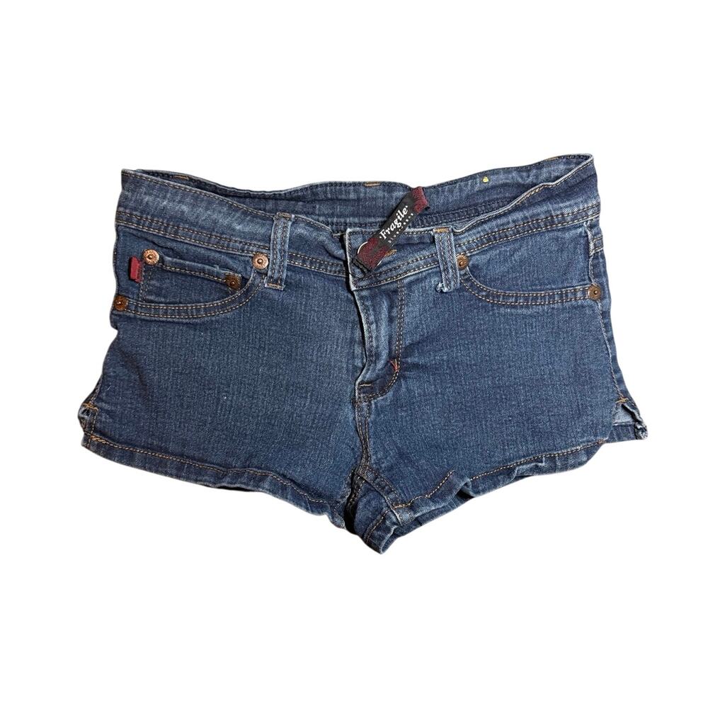 Fragile Denim Shorts Womens Size 1 Blue Low Rise Stretch Cutoff Jean Shorts